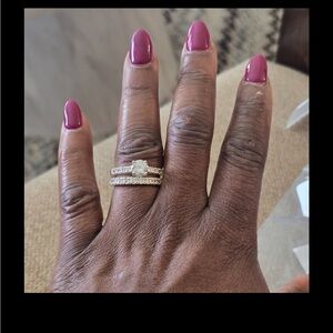 Macy's Women Bridal Set Ring Sz 8 New Sterling Silver New